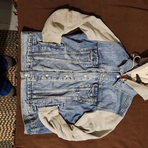 Denim Jacket with Gray Sleeves